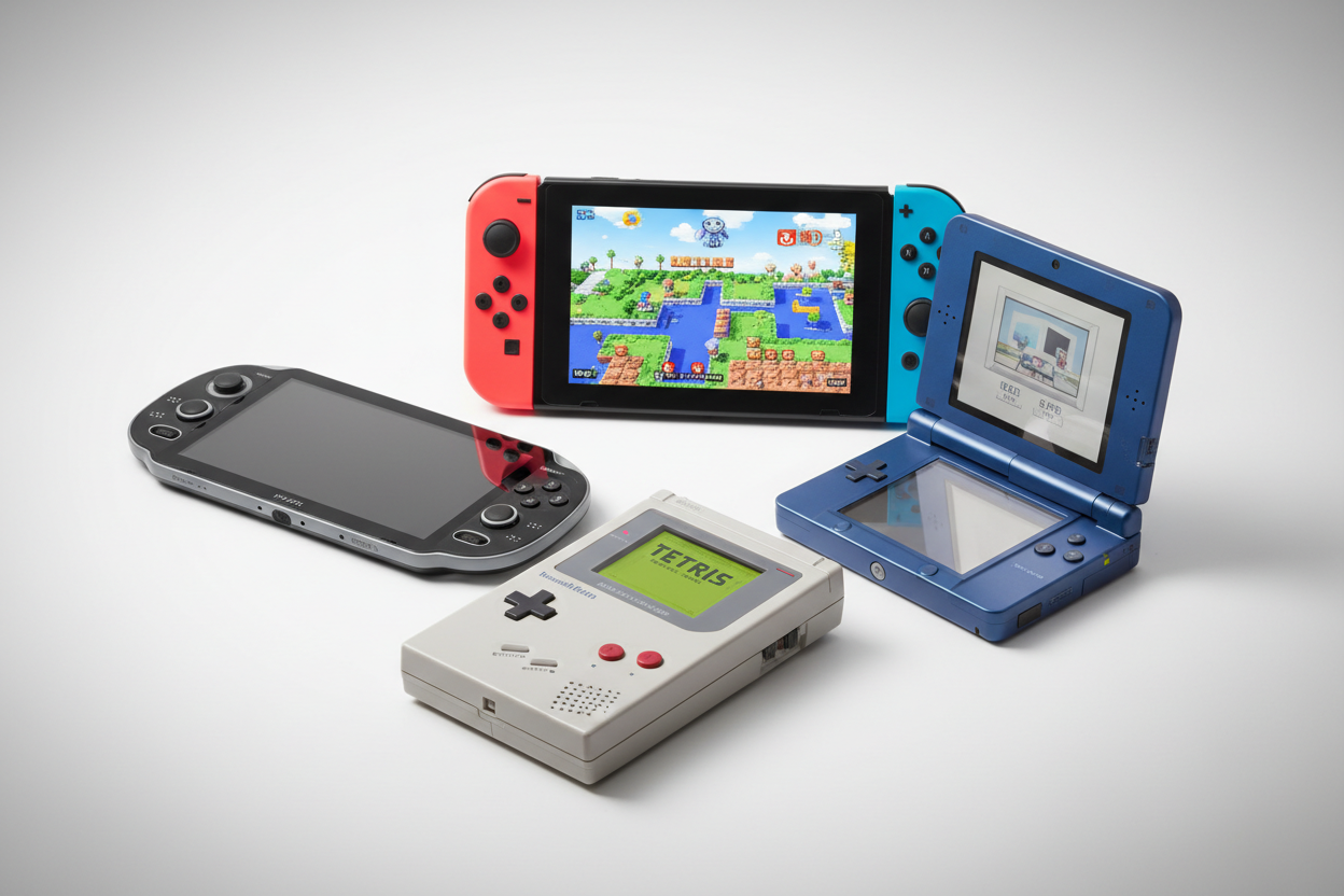 Vários consoles portáteis exemplo Nintendo switch, Psvita, gameboy , Nintendo 3ds